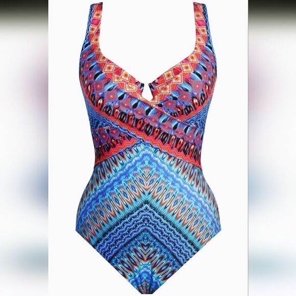 Miraclesuit Casablanca Criss Cross Escape One-piece Swimsuit size 16 - Picture 2 of 10